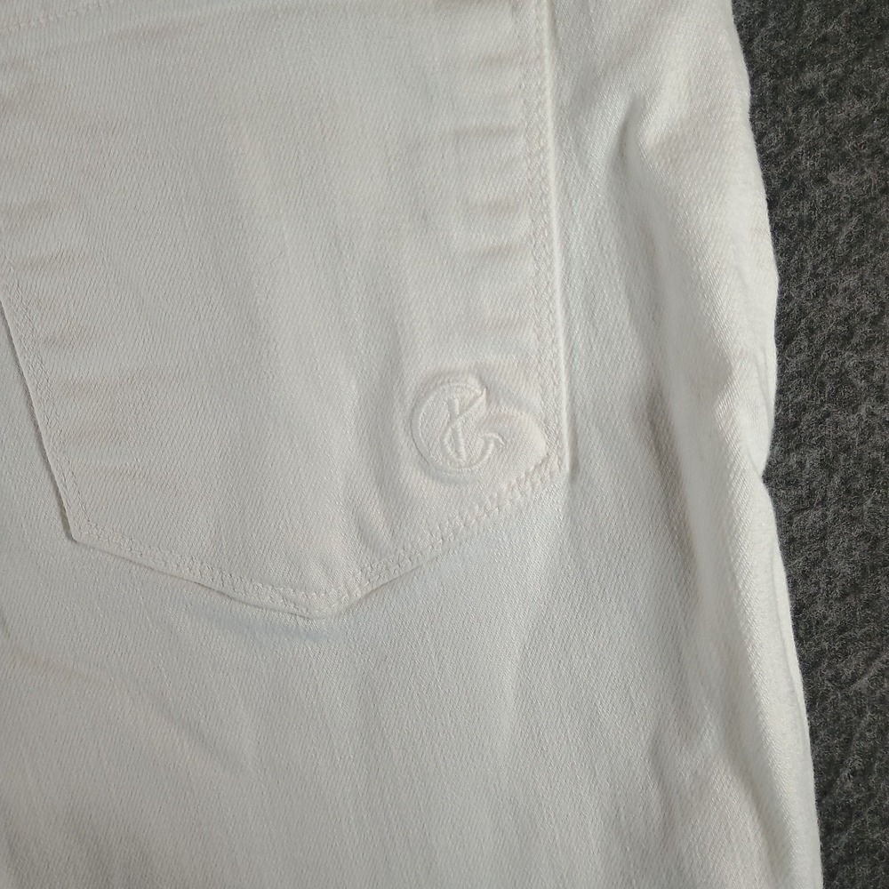 CJ by Cookie Johnson Jeans Women 8 29x30 White Mid Rise Pockets Logo Made In USA - Picture 8 of 12